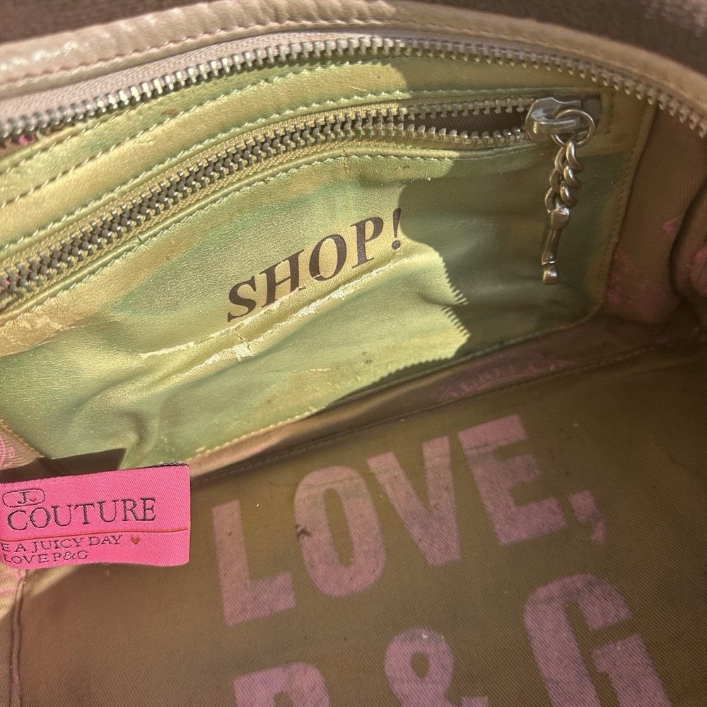 JUICY COUTURE Brown‎ Brown Pink Velvet  Bowling Bag La Couture Y2K Vintage Queen - Picture 16 of 16